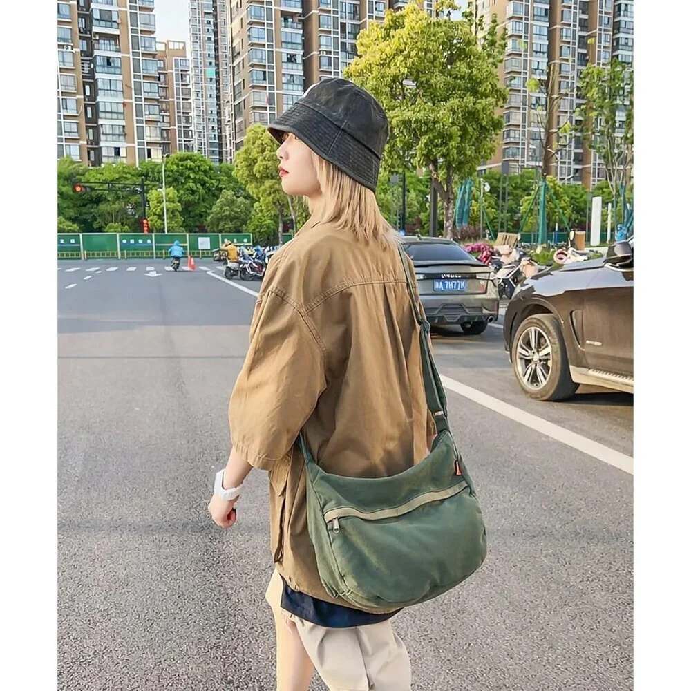 Canvas Crossbody Bag Women Large Capacity Travel Work Hiking Tote